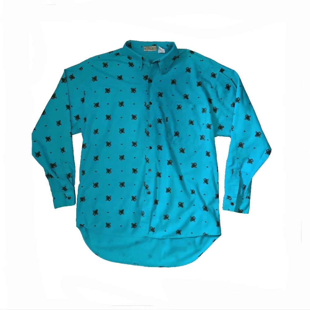Vintage Centerfield Men's Button-Up Shirt Large 100% Cotton Blue